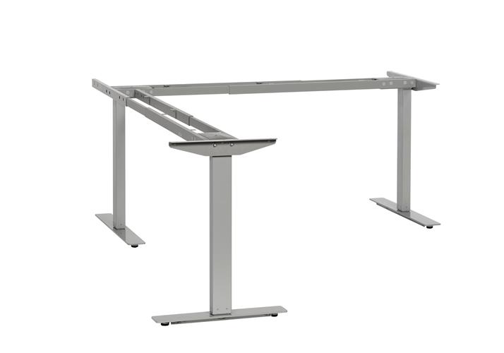 Electrical table trio, silver, 3-pelare, 3-motor, sl.-650 mm.